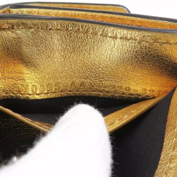 Auth FENDI Trifold Wallet Gold Leather - h30934g - Picture 6 of 12